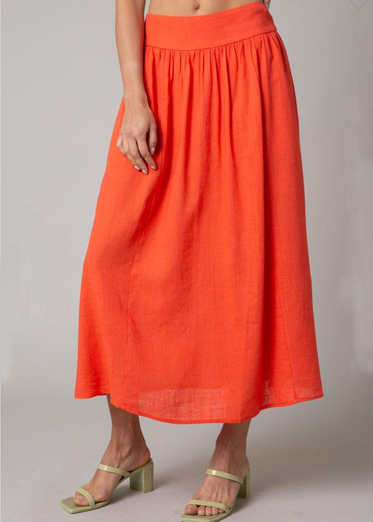 Sally A-Line Midi Skirt-Orange***FINAL SALE***-Hand In Pocket