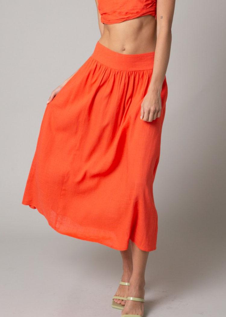 Sally A-Line Midi Skirt-Orange***FINAL SALE***-Hand In Pocket