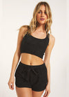 Z Supply Snooze Marled Short- Heather Black-Hand In Pocket