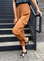 Sienna Silky Joggers - Rust-Hand In Pocket