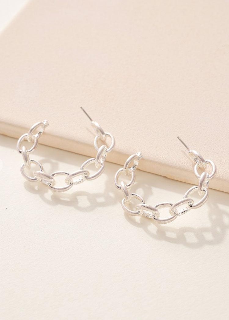 Bronte Chain Hoops - Silver-Hand In Pocket