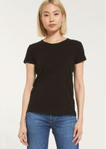 Z Supply Everyday Slub Crew Neck Tee-Black-Hand In Pocket