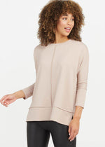 Spanx Perfect Length Dolman Sweatshirt-Oatmeal-Hand In Pocket