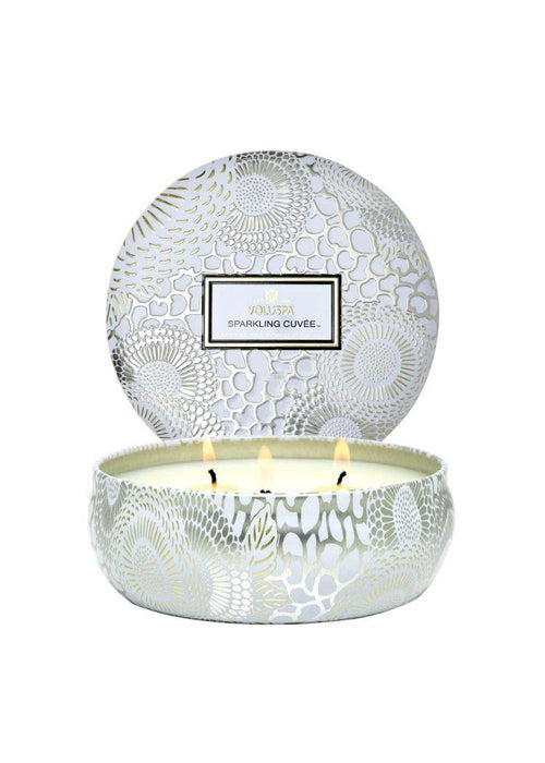 Voluspa 3 wick Tin Candle- Sparkling Cuvee-Hand In Pocket