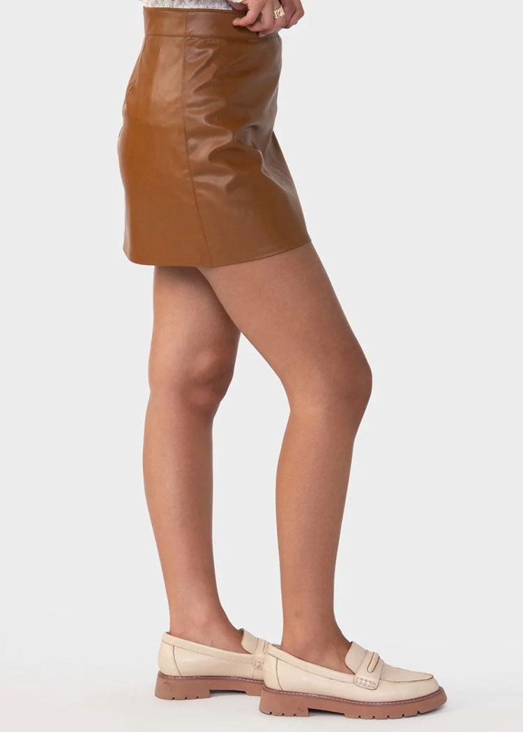 Sanctuary Leather Like Mini Skirt- Spice ***FINAL SALE***-Hand In Pocket