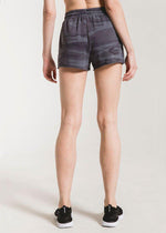 Z Supply Camo Raw Edged Sporty Short - Dark Blue Camo-Hand In Pocket