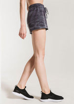 Z Supply Camo Raw Edged Sporty Short - Dark Blue Camo-Hand In Pocket