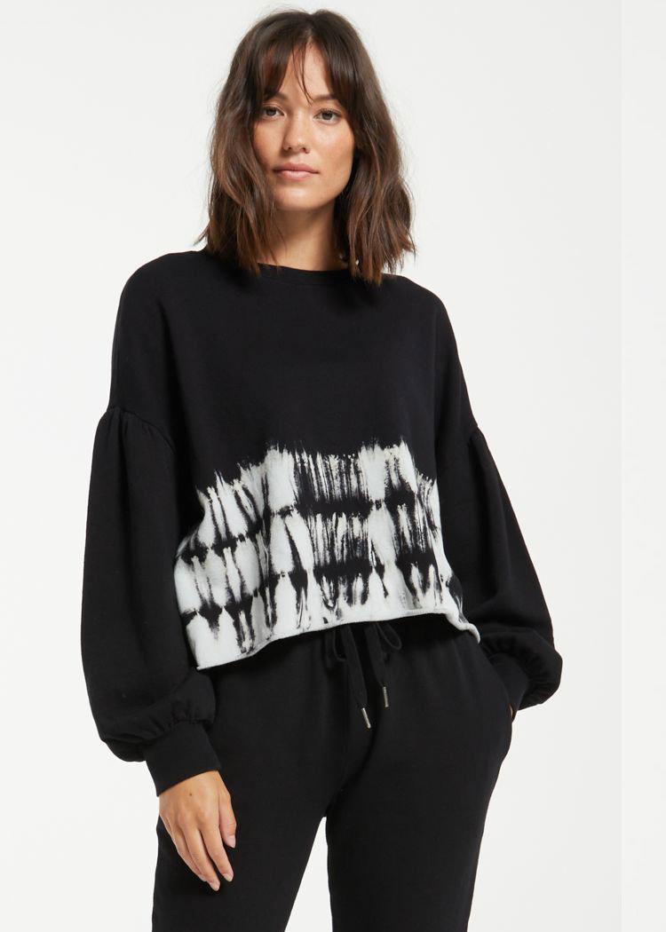 Z Supply Tempest Tie Dye Stripe Sweatshirt-Hand In Pocket