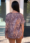 Karlie "Waterpond" Abstract Print Essential V Neck Blouse-Hand In Pocket
